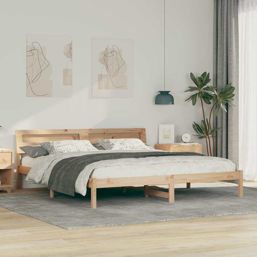 Bedframe Bruin 180 x 200 cm Massief grenenhout