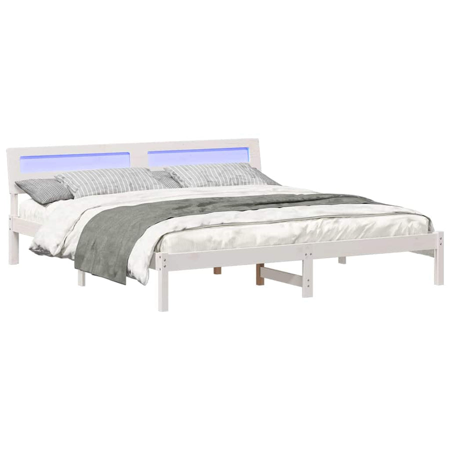 Bedframe Wit 180 x 200 cm Massief grenenhout