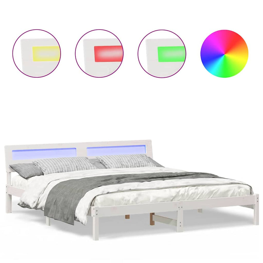 Bedframe Wit 180 x 200 cm Massief grenenhout
