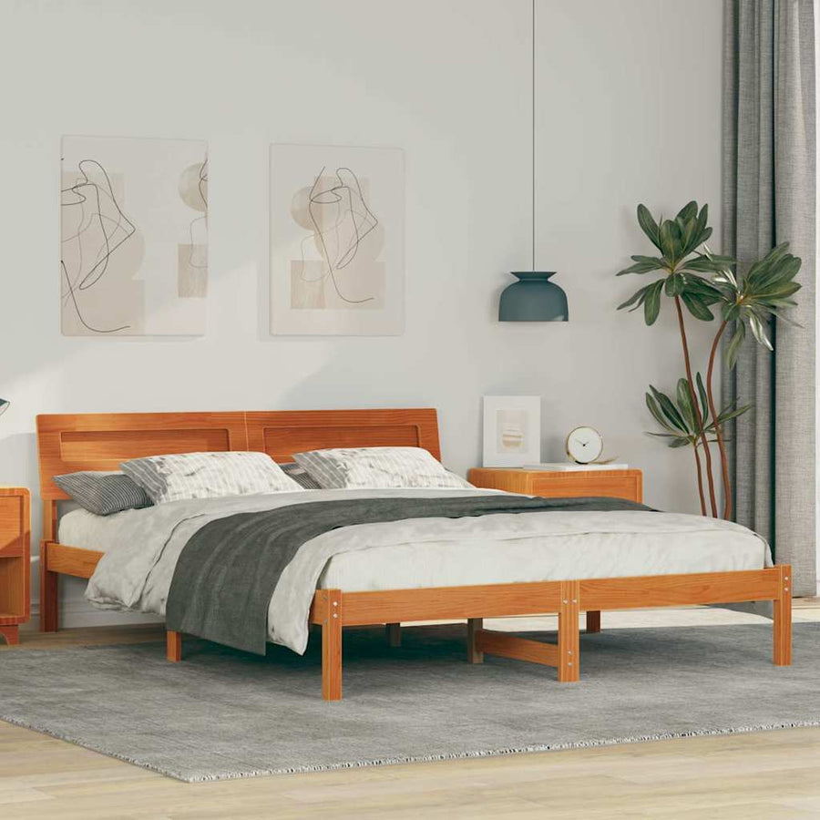 Bedframe Wasbruin 160 x 200 cm Massief grenenhout