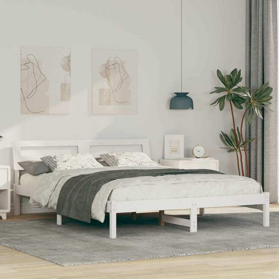 Bedframe Wit 150 x 200 cm Massief grenenhout