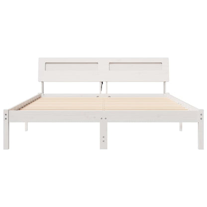 Bedframe Wit 150 x 200 cm Massief grenenhout