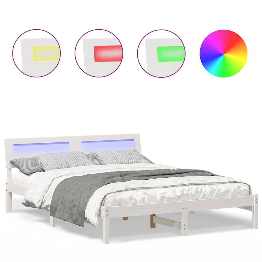 Bedframe Wit 150 x 200 cm Massief grenenhout