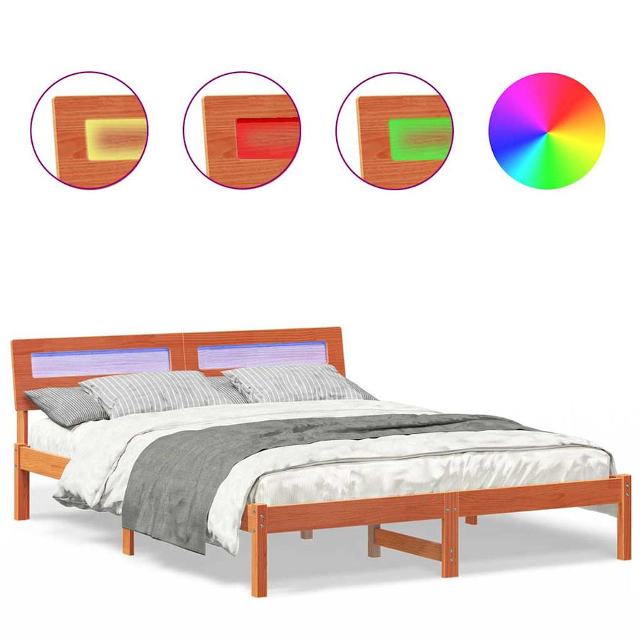 Bedframe Wasbruin 150 x 200 cm Massief grenenhout