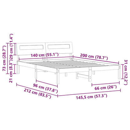 Bedframe Bruin 140 x 200 cm Massief grenenhout
