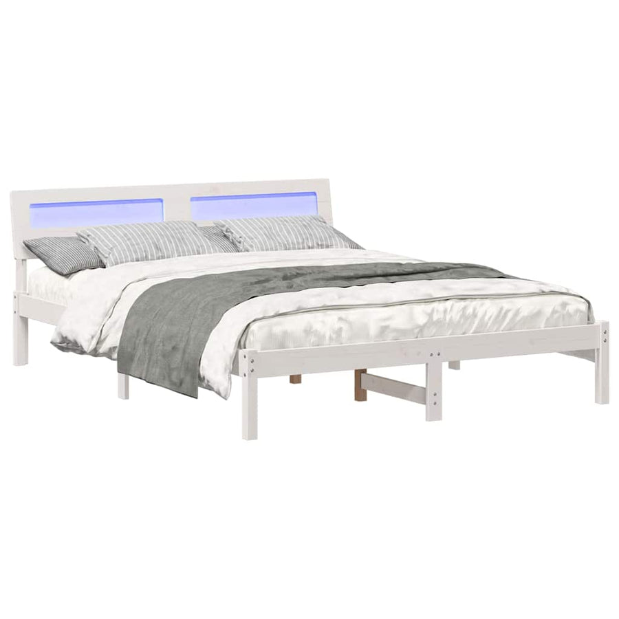 Bedframe Wit 140 x 200 cm Massief grenenhout