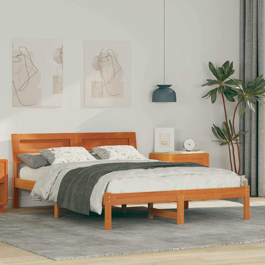 Bedframe Wasbruin 120 x 200 cm Massief grenenhout