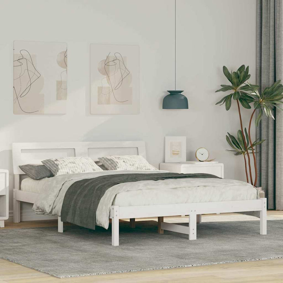 Bedframe Wit 140 x 190 cm Massief grenenhout