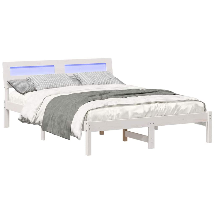 Bedframe Wit 140 x 190 cm Massief grenenhout