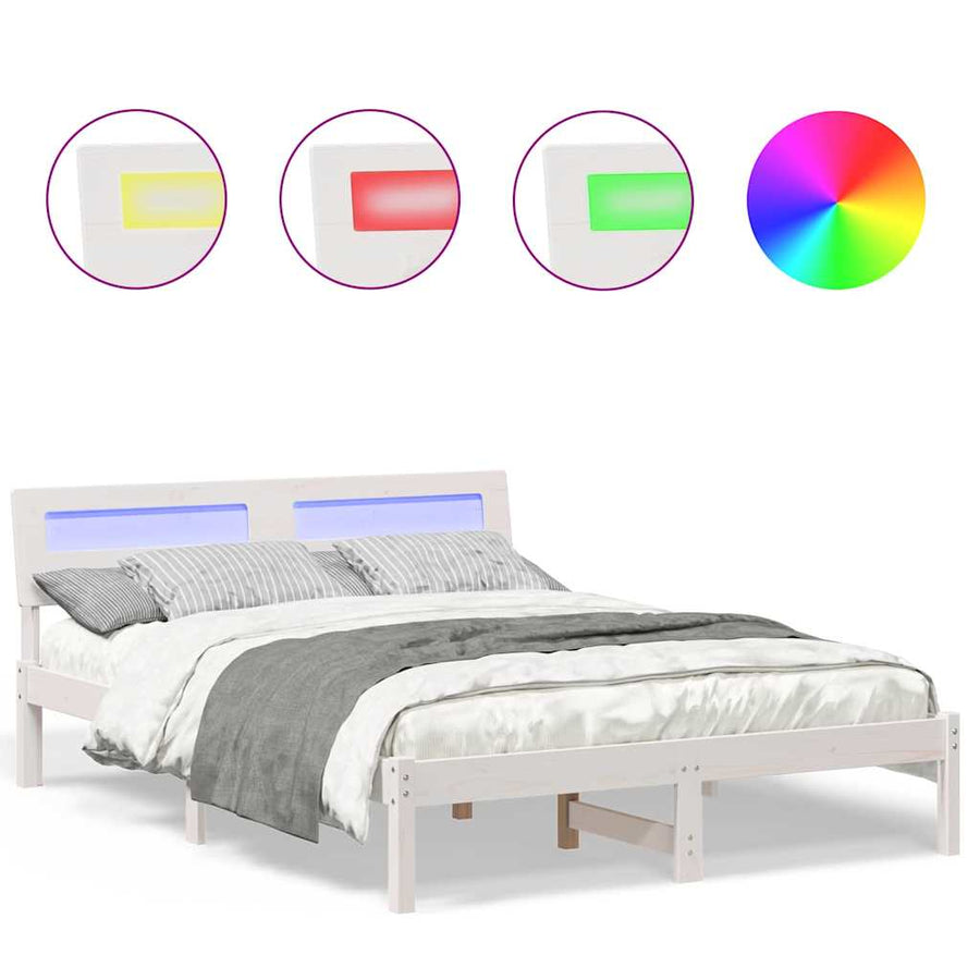Bedframe Wit 140 x 190 cm Massief grenenhout
