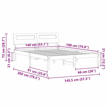 Bedframe Wasbruin 140 x 190 cm Massief grenenhout