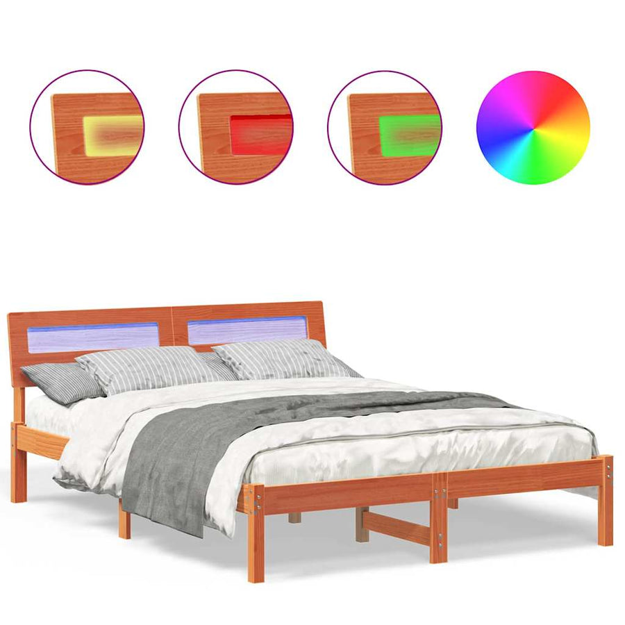 Bedframe Wasbruin 140 x 190 cm Massief grenenhout