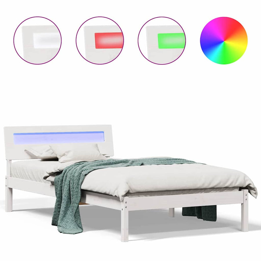 Bedframe Wit 90 x 200 cm Massief grenenhout