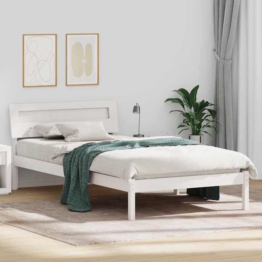 Bedframe met LED -striplichten met hoofdeinde Wit 75 x 190 cm Grenenhout