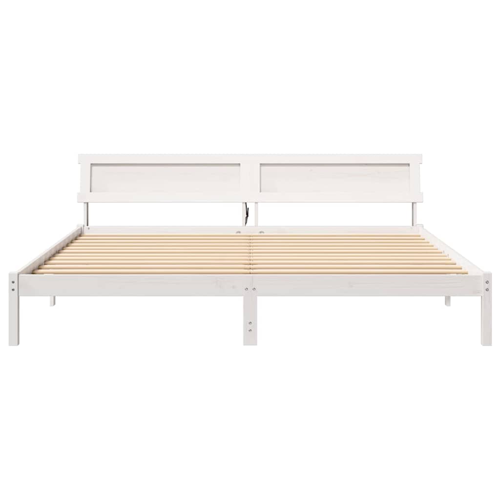Bedframe Wit 180 x 200 cm Massief grenenhout