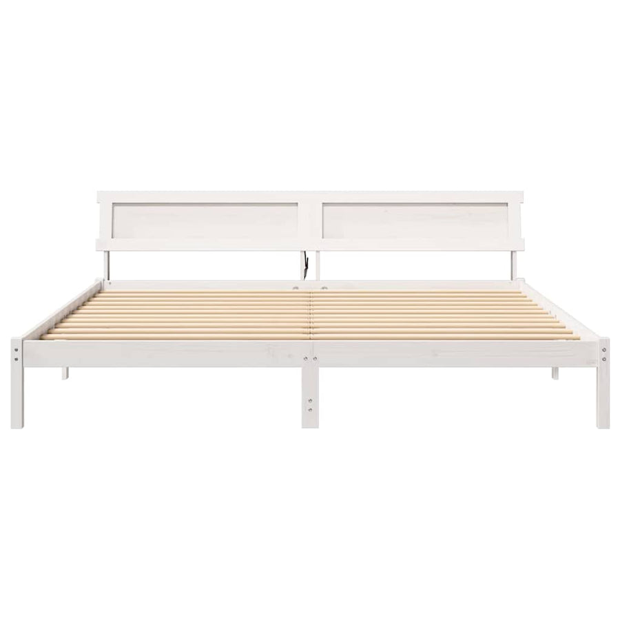 Bedframe Wit 180 x 200 cm Massief grenenhout