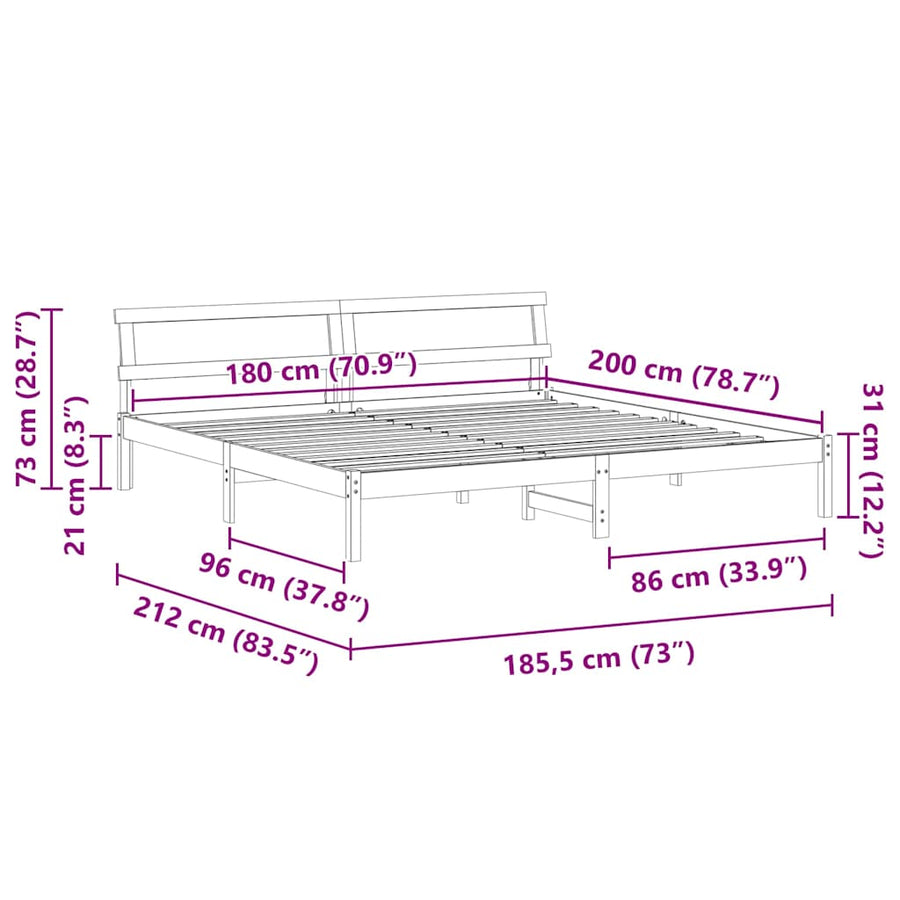 Bedframe Wit 180 x 200 cm Massief grenenhout