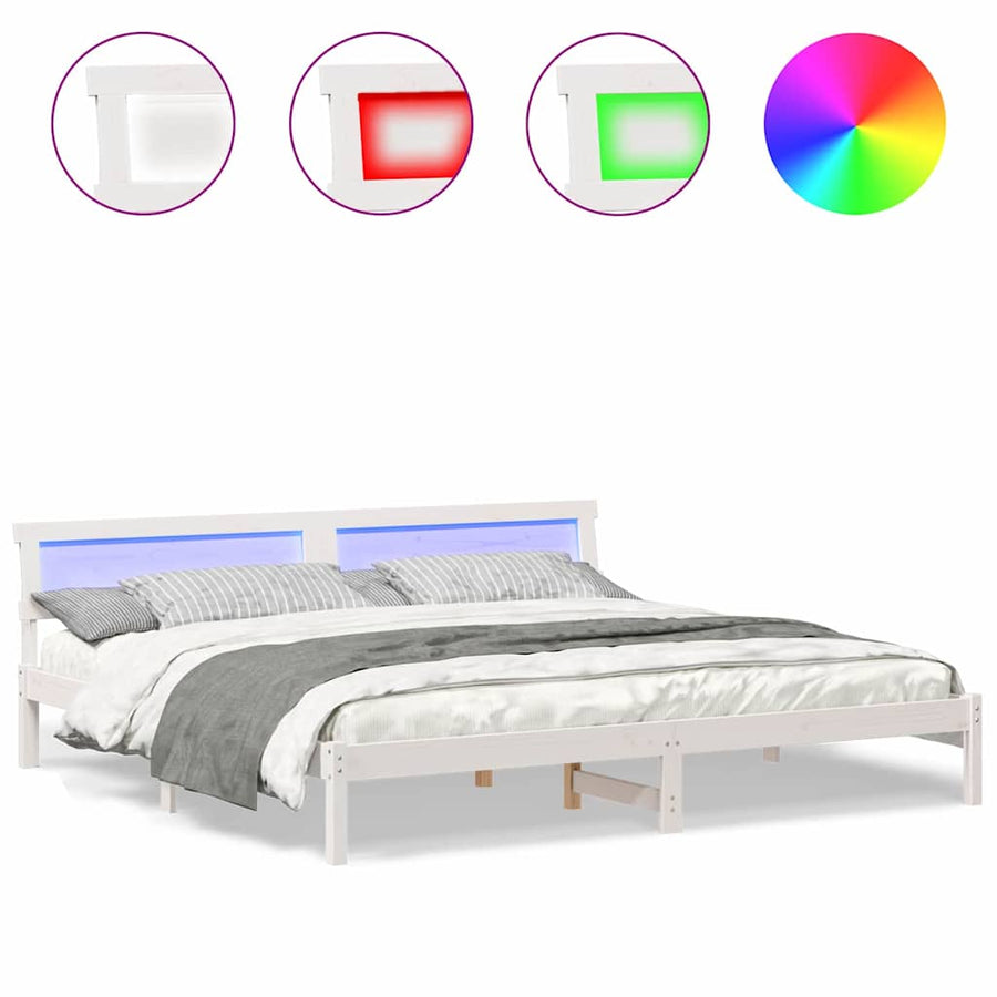 Bedframe Wit 180 x 200 cm Massief grenenhout