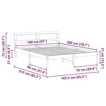Bedframe Bruin 160 x 200 cm Massief grenenhout