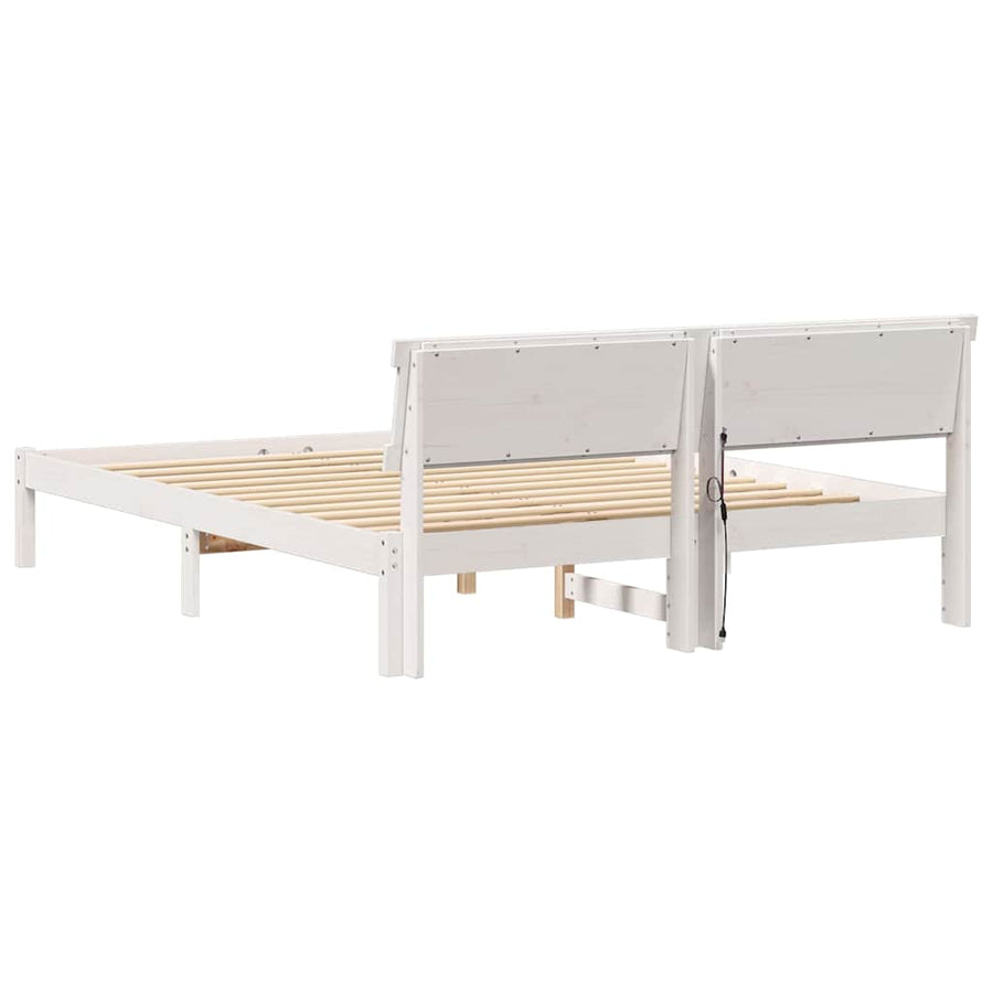 Bedframe met LED -striplichten met hoofdeinde Wit 160 x 200 cm Grenenhout