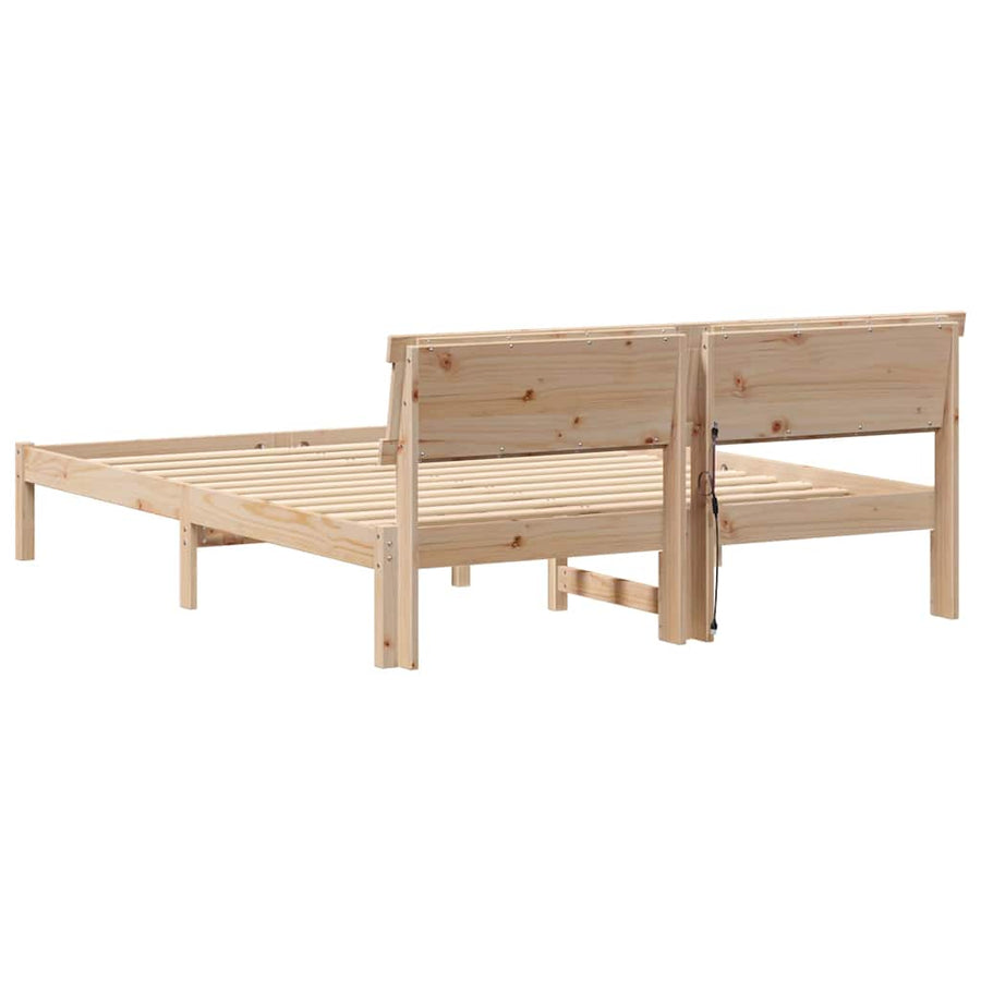 Bedframe met LED -striplichten met hoofdeinde Bruin 150 x 200 cm Grenenhout