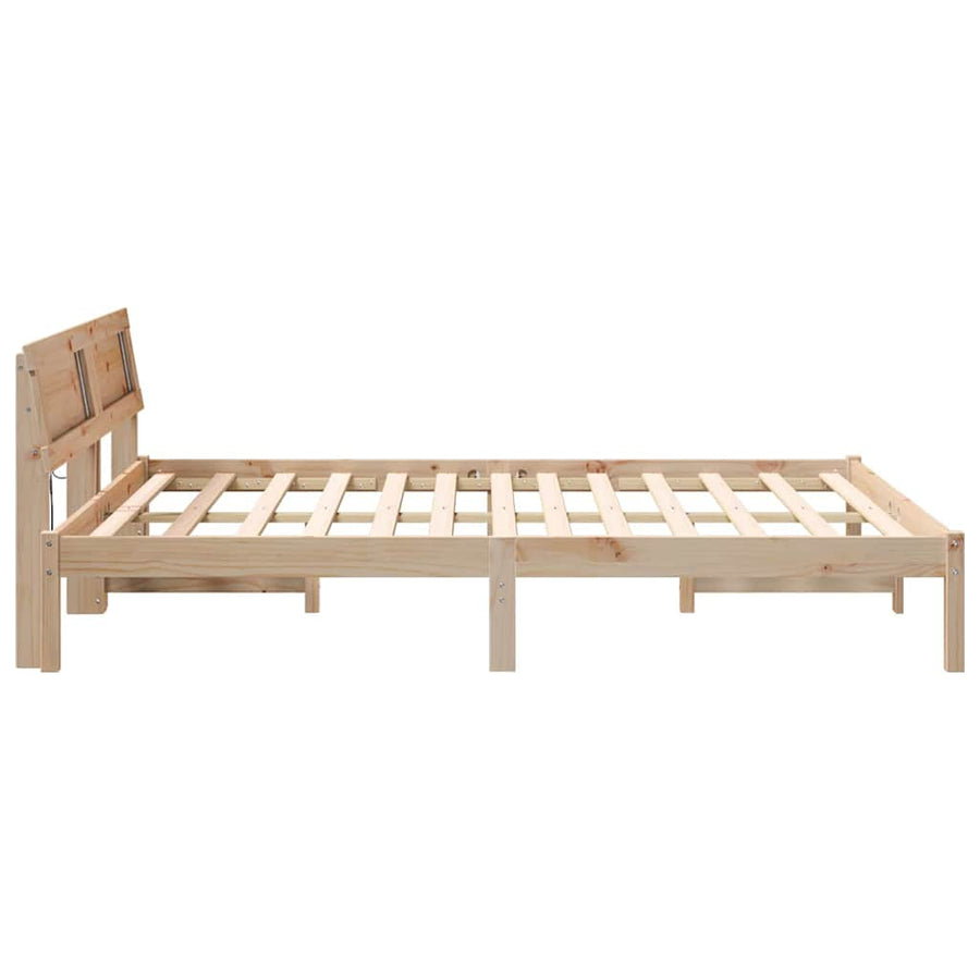 Bedframe met LED -striplichten met hoofdeinde Bruin 150 x 200 cm Grenenhout