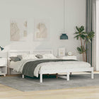 Bedframe 150x200 cm massief grenenhout wit met led hoofdbord