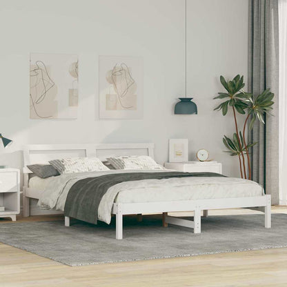 Bedframe Wit 150 x 200 cm Massief grenenhout