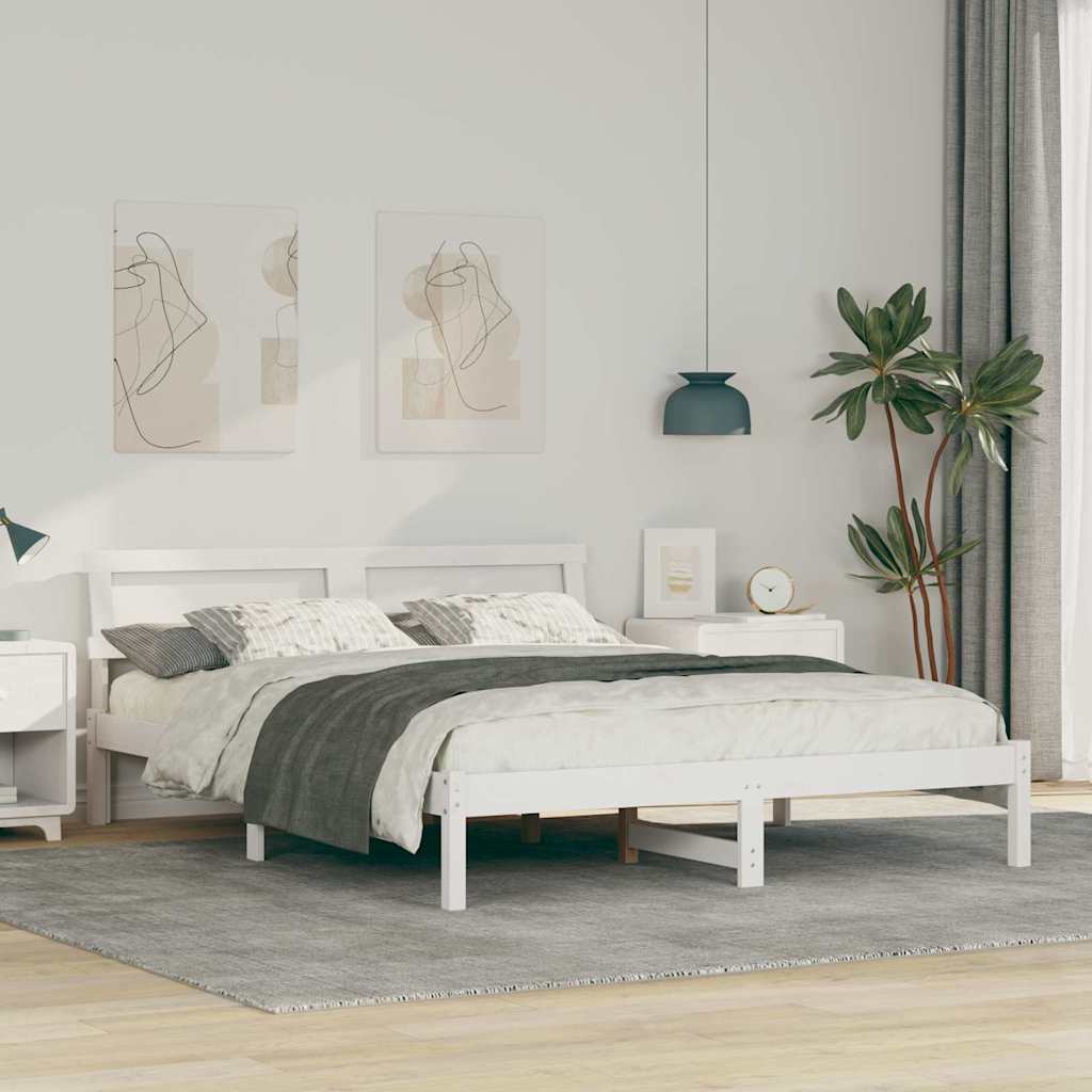 Bedframe Wit 140 x 200 cm Massief grenenhout