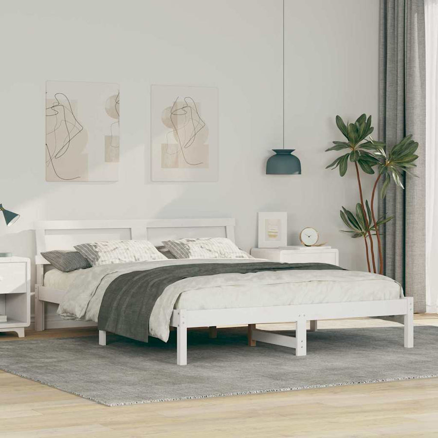 Bedframe Wit 140 x 200 cm Massief grenenhout