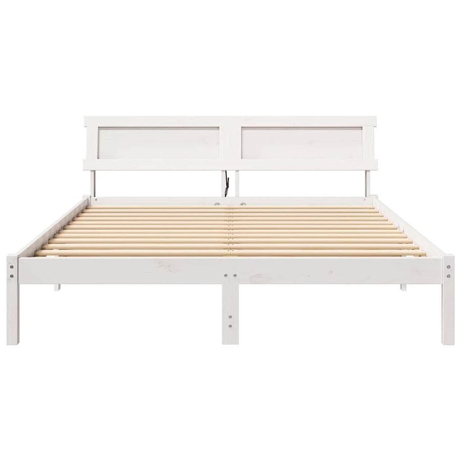 Bedframe Wit 140 x 200 cm Massief grenenhout