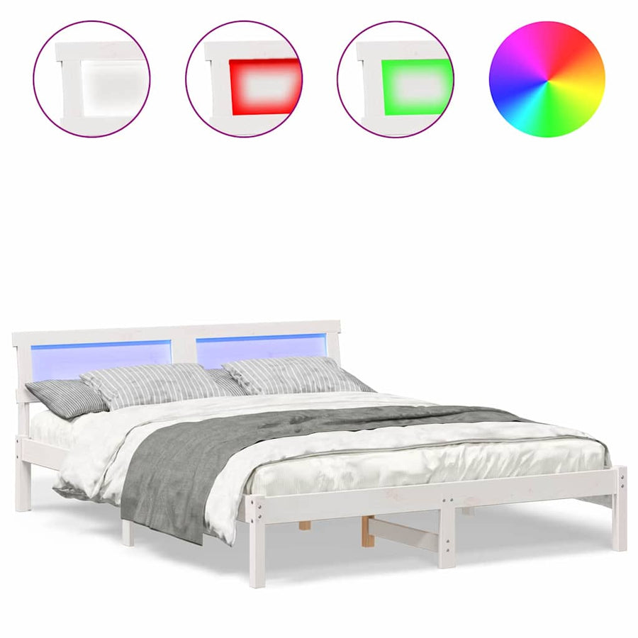 Bedframe Wit 140 x 200 cm Massief grenenhout