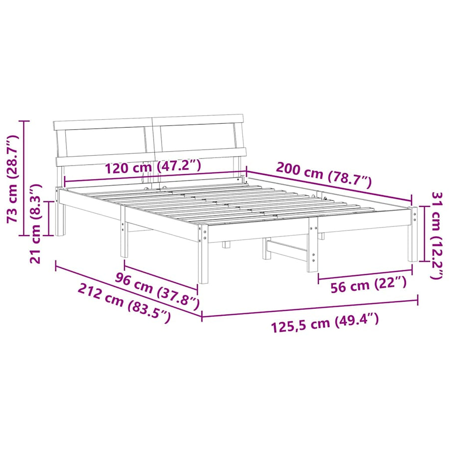 Bedframe Wit 120 x 200 cm Massief grenenhout