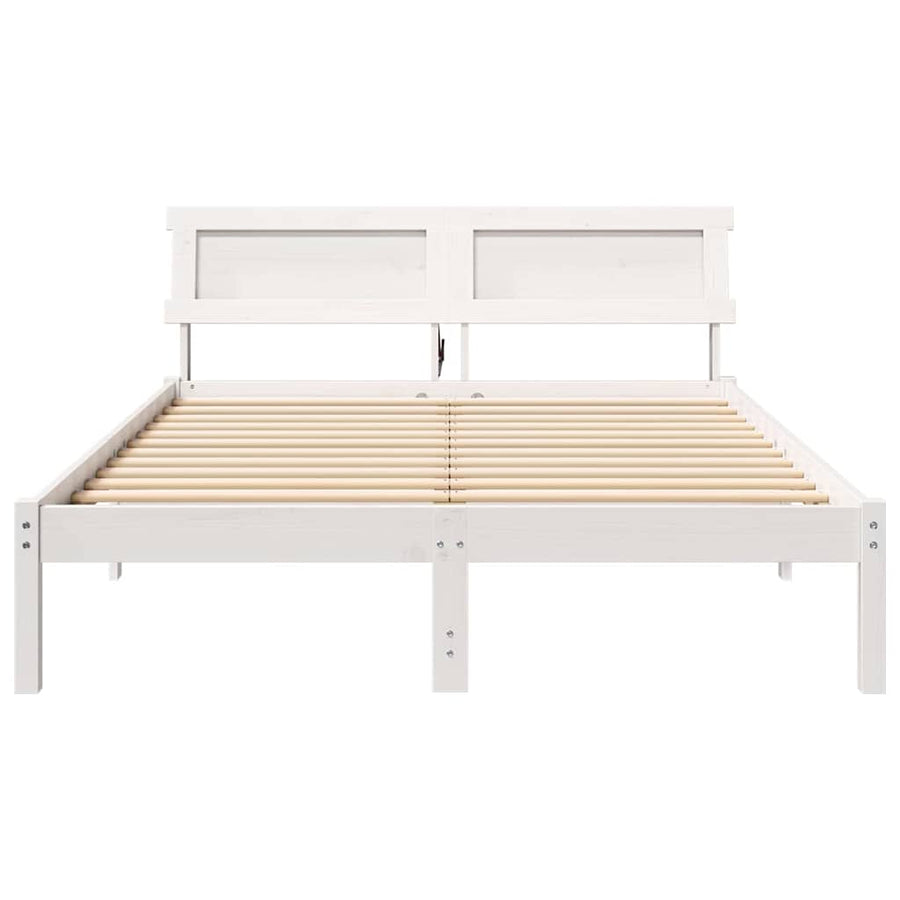 Bedframe Wit 140 x 190 cm Massief grenenhout