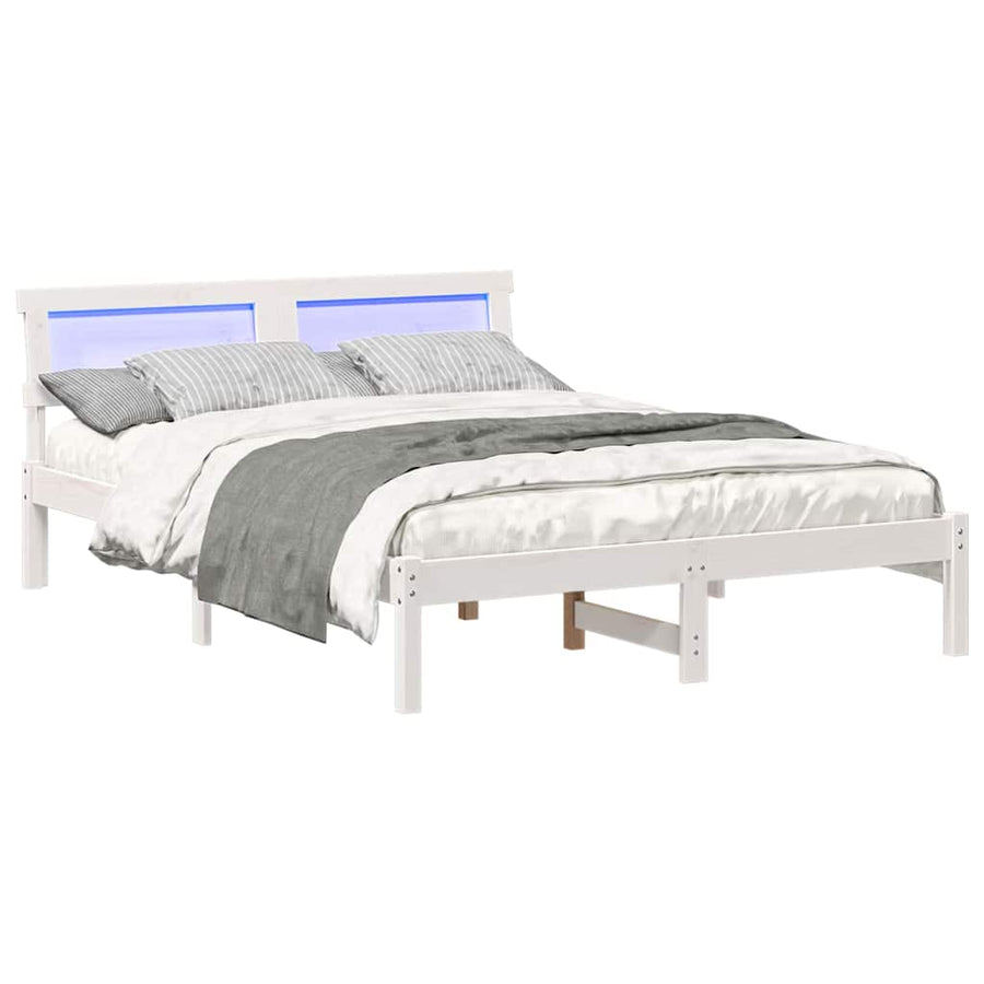 Bedframe Wit 135 x 190 cm Massief grenenhout