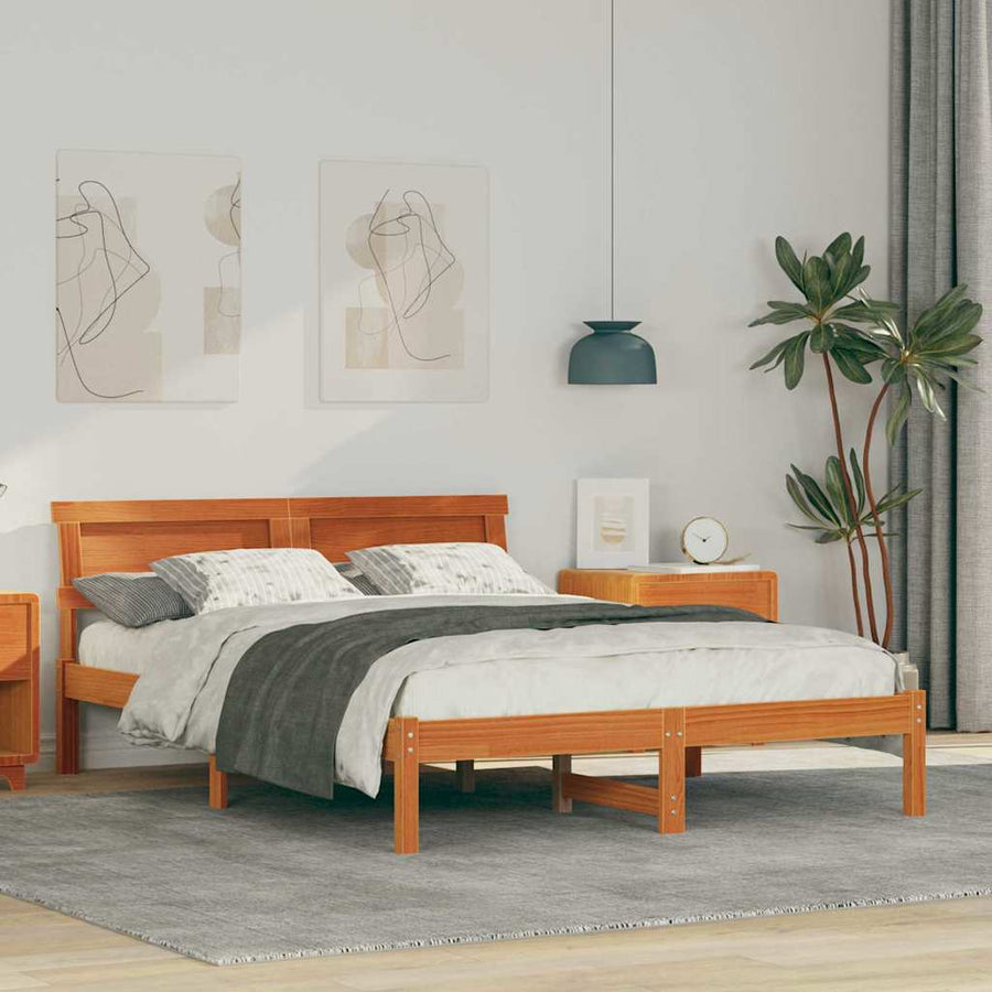 Bedframe Wasbruin 135 x 190 cm Massief grenenhout