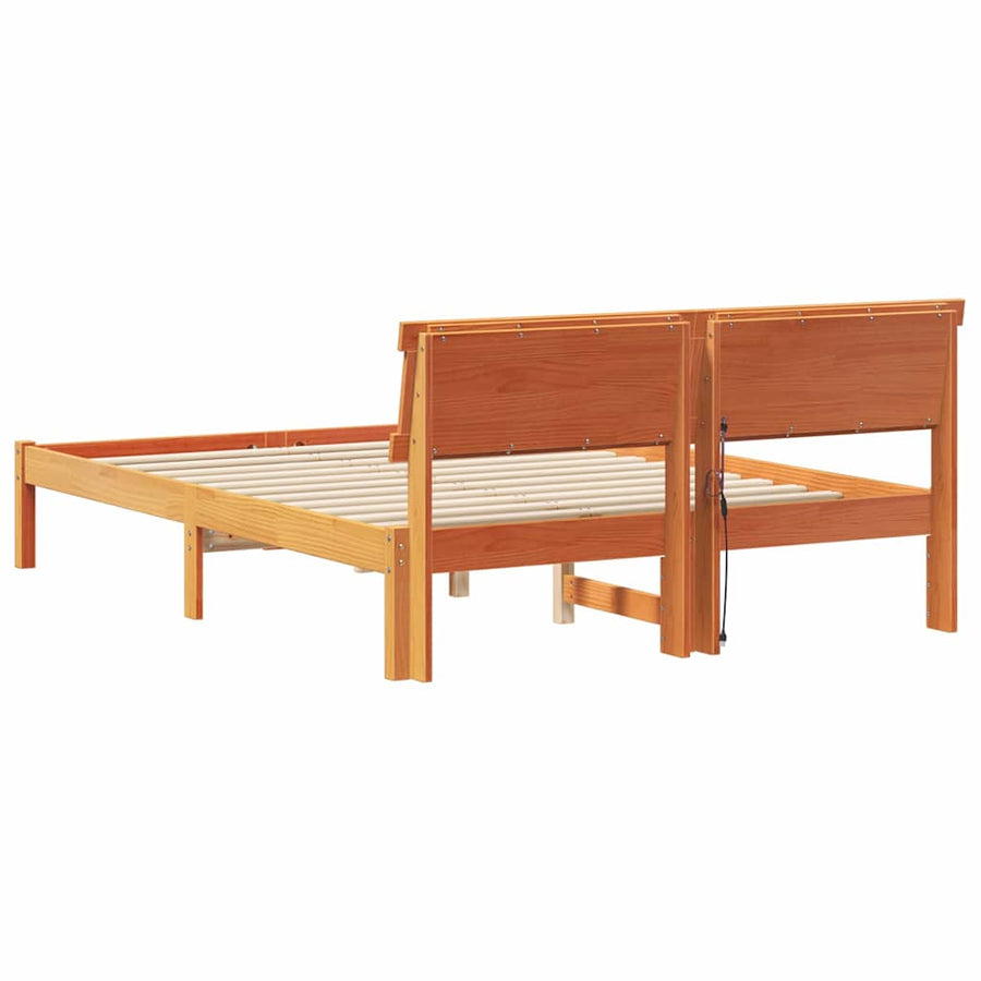 Bedframe Wasbruin 135 x 190 cm Massief grenenhout