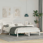 Bedframe 120x190 cm grenenhout wit met led hoofdbord