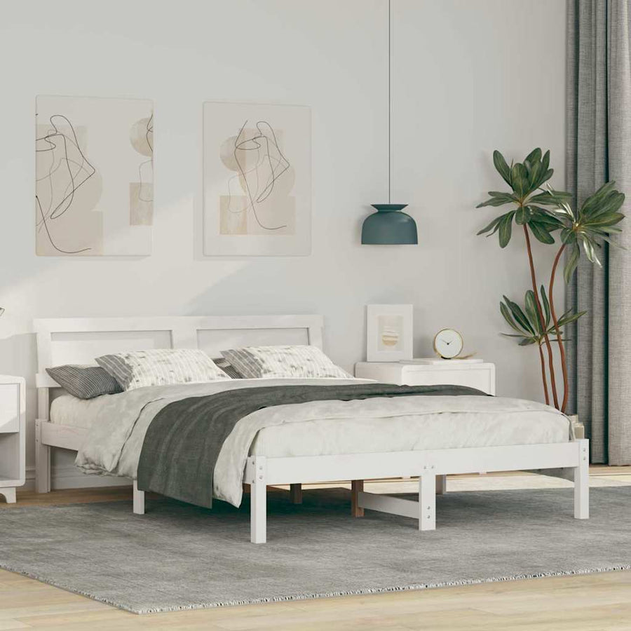 Bedframe met LED -striplichten met hoofdeinde Wit 120 x 190 cm Grenenhout