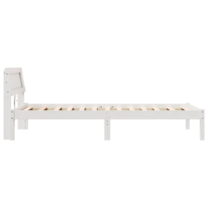 Bedombouw met Hoofdbord & LED - Wit 100x200 cm, Massief Grenenhout
