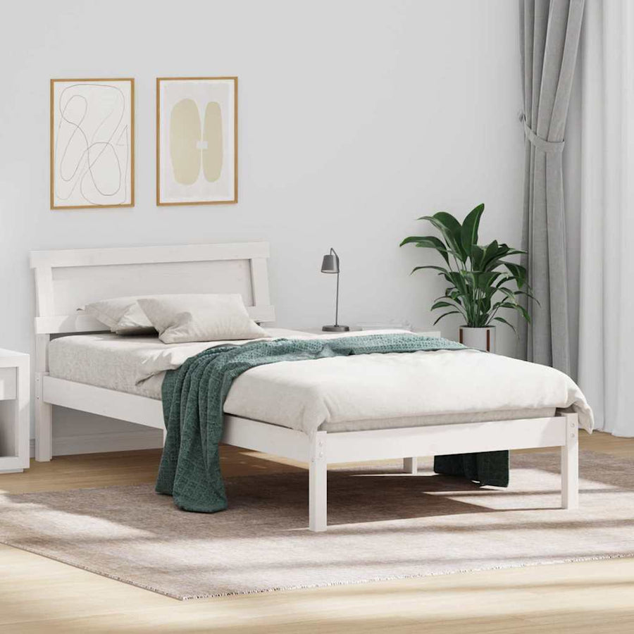 Bedframe met LED -striplichten met hoofdeinde Wit 80 x 200 cm Grenenhout