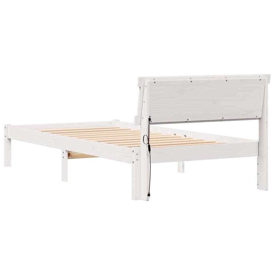 Bedframe met LED -striplichten met hoofdeinde Wit 80 x 200 cm Grenenhout