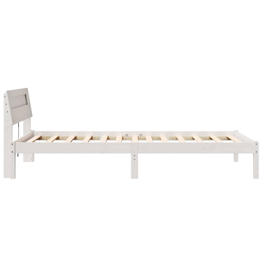 Bedframe met LED -striplichten met hoofdeinde Wit 80 x 200 cm Grenenhout