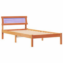Bedframe met LED -striplichten met hoofdeinde Wasbruin 80 x 200 cm Grenenhout