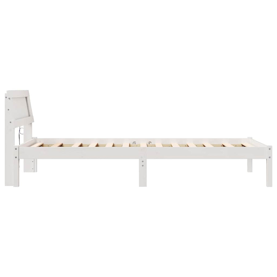 Bedframe met LED -striplichten met hoofdeinde Wit 75 x 190 cm Grenenhout
