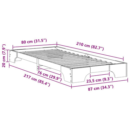 Bedframe met opslag Bruin 80 x 210 cm Massief grenenhout