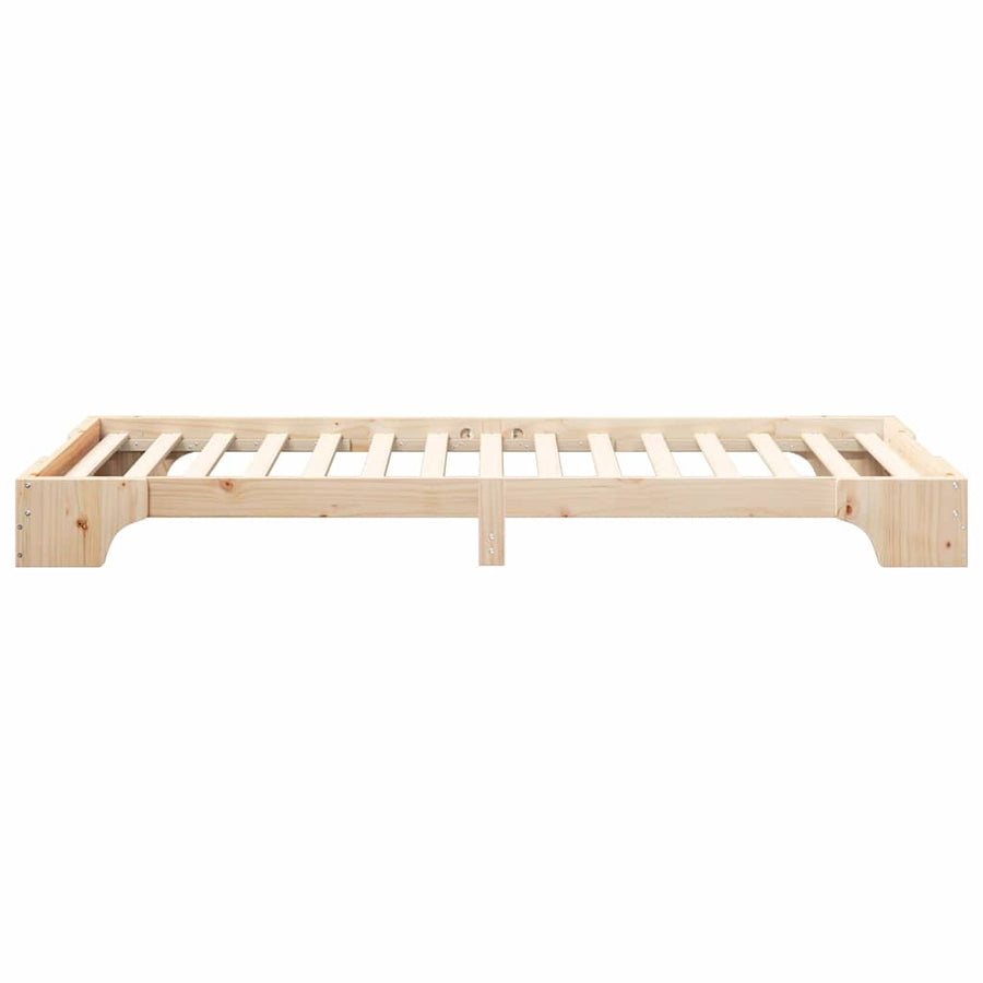 Bedframe met opslag Bruin 90 x 210 cm Massief grenenhout