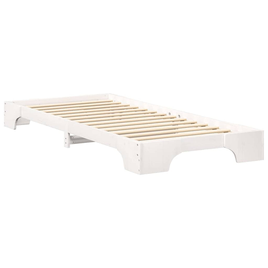Bedframe met opslag Wit 90 x 210 cm Hout