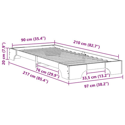 Bedframe met opslag Bruin 90 x 210 cm Hout