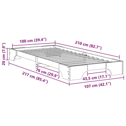 Bedframe met opslag Wit 100 x 210 cm Hout